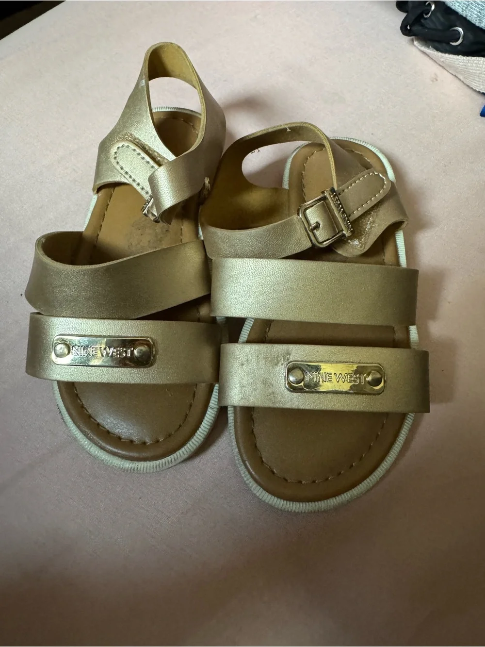 Nine West Metallic Gold Strappy Kids Sandals